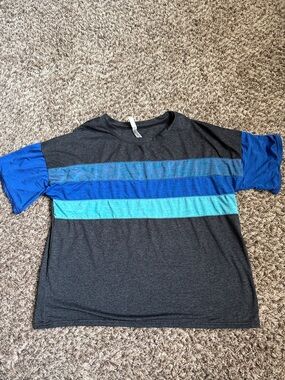 Free people Charcoal Tee with Blue Stripe Accents